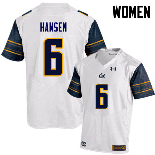 Women #6 Chad Hansen Cal Bears (California Golden Bears College) Football Jerseys Sale-White